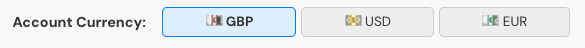 Account Currency Selector on Position Size Calculator