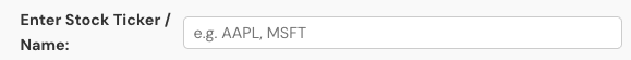Stock Ticker Input on Position Size Calculator