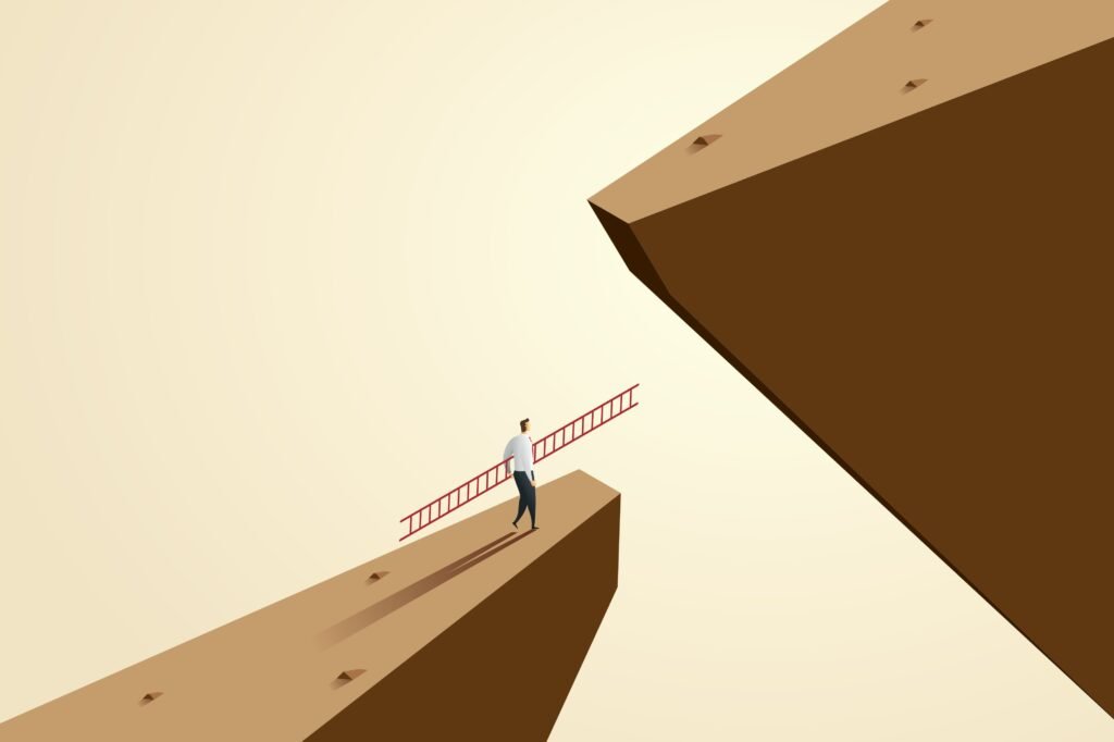 man with ladder showing reach and power