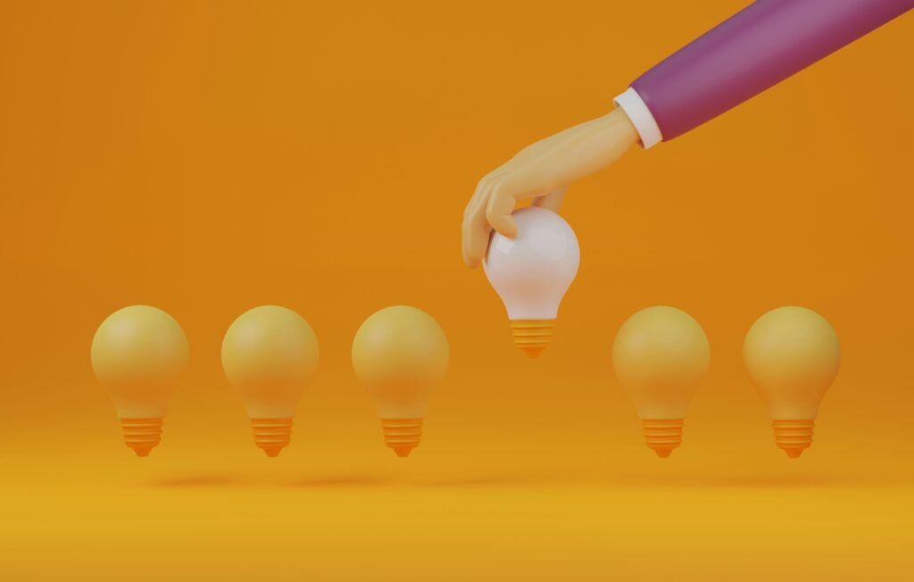 Lightbulb showing differences between one thingand another